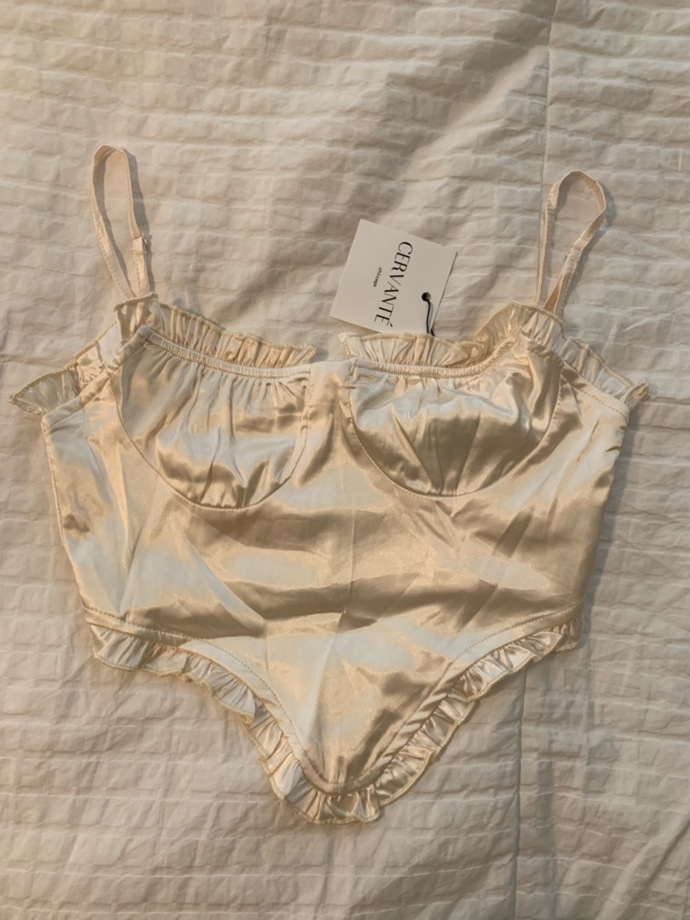 Cervanté Satin Corset Top in Cream